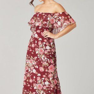 NWT Kleinfeld Floral Off-the-Shoulder Long Dress